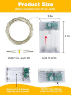 4 Pack 60 LED Fairy Lights Battery Operated with Timer, 20FT Waterproof Twinkle Lights Indoor Outdoor, Cuttable String Lights for Bedroom, Wedding, DIY, Centerpiece, Christmas Decorations (Warm White)
