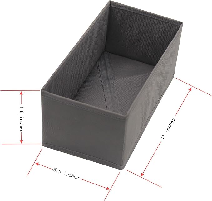 Clothes Drawer Organizer Set of 3 Gray, 11' Dresser Drawer Dividers for Underwear Socks Bra Baby Clothes, Small Storage Bins for Wardrobe Closet