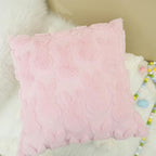 GEEORY Easter Bunny Soft Plush Pillow Covers, 16 x 16 Inch Set of 2, Fluffy Faux Fur Wool Decorative Farmhouse Cushion Case for Sofa Home Decoration Pink GC015-16