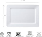 Melamine Large Serving Platter Set for Party Supplies,16"x11" Platters for Serving Food, 2pcs White reusable Serving Tray for Cookie, Fruit, Snack,Party Food Display,Stackable Kitchen CounterTop Tray