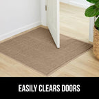 GORILLA GRIP Dirt Grabber Mesh Doormat, Low-Profile, Stain and Fade Resistant Heavy Duty Quick Dry Striped Doormats, Mats for Indoor or Outdoor Entry, Shoe Scraper, Garage Entrance Mat 47x35, Taupe