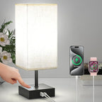 hansang Table Lamp, Touch Bedside Lamps 3 Way Dimmable, USB A&C Charging Port, Small Lamp for Bedroom, Reading Room, 5000K LED Bulb Included