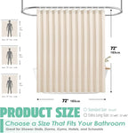 Natural Linen Textured Shower Curtain Set with Hooks, Beige Boho Farmhouse Bath Shower Curtains for Bathroom Neutral Cloth, Hotel Luxury, Weighted, 72W x 72L, Cream
