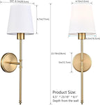 Battery Operated Wall Sconces Set of 2, Gold Rechargeable Wall Lights with Remote 16 Colors Wireless Wall Lamp for Bedroom Living Room Hallway (Dimmable Bulb Included)