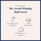 Brooklinen Super-Plush Turkish Cotton Bath Towel Set - Includes 4 Bath Towels Cotton, 820 GSM, Highly Absorbent, Machine Washable, Perfect for Home & Bathroom (White)