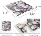 Natural Marble Tray, Coffee Table, Food, Fruit, Paper Cup, Cake Display, Coffee bar, Family Gatherings, Seasonal Holiday Decoration Tray(Viola-Square-9.8"x9.8"x0.7")