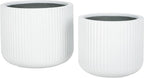 SAFAVIEH Outdoor Collection Lucca White Cement Planter Pot Set of 2
