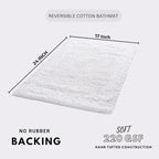 Savi Home Bath Mat Rug 17"x24" White, 100% Pure Cotton, Super Soft Bath Rugs, Plush & Absorbent, Hand Tufted Heavy Weight Construction, Full Reversible Step Out Rugs