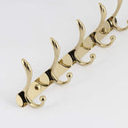 Coat Rack Wall Mounted - 5 Tri Hooks, Heavy Duty, Metal Coat Hook Rail for Coat Hat Towel Purse Robes Mudroom Bathroom Entryway, Gold