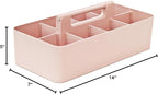 New Plastic Portable Makeup Organizer Caddy Tote Divided Basket Bin with Handle, for Bathroom Storage Made In USA (Indie Pink)