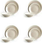 Rock Ridge Speckled Stoneware Dinnerware Set (12pc Set, Sands and Ivory)