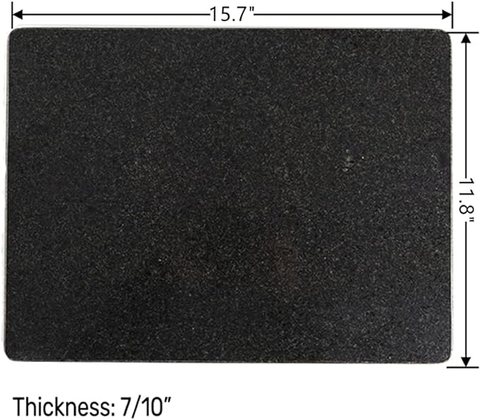 Natural Black Granite Cutting Board for Kitchen, Black Stone Pastry Borad 16x12x0.5 Inch, with Non-Slip Feet, for Serving, Baking, and Tempering Chocolate.