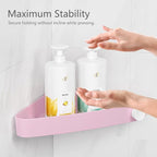 Sotfamily Shower Caddy Corner, 2 Pack Adhesive Corner Shower Shelves for Bathroom Organizers and Storage, Rust Free Plastic Rack for Bathroom Accessories & Decor, Pink