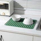 Silicone Dish Drying Mat for Multiple Usage,Easy clean,Eco-friendly,Heat-resistant Silicone Mat for Kitchen Counter or Sink,Refrigerator or drawer liner Green L 16 inches x 12 inches