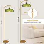 Gold Floor Lamps for Living Room Glass Vintage Floor Lamp with Remote Control,Dimmable Mid Century Modern Standing Lamp with 3 Color Temperature Tall Flower Lamp Brass Floor lamp for Bedroom Corner
