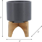 Sagebrook Home Modern Ceramic Planter with Stand - Stoneware Indoor/Outdoor Flower Pot - Minimalist Home & Garden Decor - 7" Gray