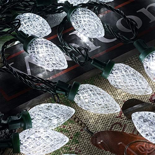 AWQ 200LED 146.9 FT C9 Christmas String Lights Plug in Fairy Twinkle String Lights 8 Modes Timer Function Waterproof Extendable for Indoor Outdoor Wedding Party Christmas Decoration (200, White)