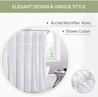 Elegant Ruffle White Shower Curtain 72" x 72", Ruched Microfiber Vintage Rustic Bath Curtain for Bathroom, Boho Farmhouse Bathroom Decor, Durable and Fade Resistant (LQ-38)