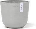 Ecopots Oslo Mini Durable Modern Round Indoor/Outdoor Recycled-Based Composite Flower Pot Planter, White Grey, 6"