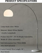 Nordic Simple Floor Lamp with White Shade, Arc Reading Lamp for Living Room, Study Room&Bedroom Beside,Creative Art Deco Bauhaus Standing Lamps for Ambient Lighting