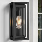 15" Large Outdoor Light Fixture Wall Mount, Matte Black Outdoor Sconce Lights, Modern Waterproof Exterior Porch Lights with Clear Glass Shade for Front Door, Garage, 1 Pack