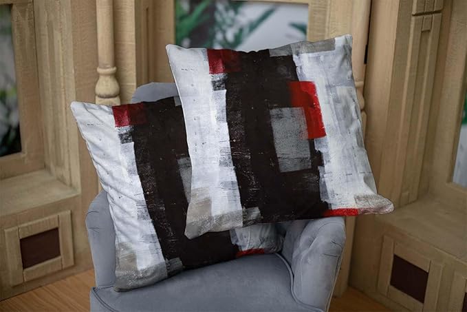 CAPSCEOLL Black Red Grey Art Artwork Throw Pillow Covers,Decorative Throw Pillow Covers 18 X 18 Inches Set of 2 Pillow Cases Decorative,Abstract Oil Painting Pillowcases for Bedroom,Living Room