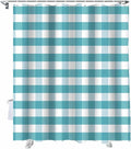 Vandarllin Rustic Teal White Buffalo Check Plaid Pattern Shower Curtain, Farmhouse Shower Curtains Set with Hooks, Waterproof Fabric Bathroom Curtains Decor Home Accessories, Stall Long 54 X 78 Inch