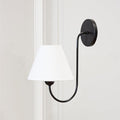 Gleaming Elegance Stainless Oil Rubbed Sconce, Stainless Steel White Linen Shade Wall Sconce, Wall Light for Living Room, Bedroom, Entryway, 7.5" w x 11" d x 14" h (Black)