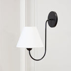 Gleaming Elegance Stainless Oil Rubbed Sconce, Stainless Steel White Linen Shade Wall Sconce, Wall Light for Living Room, Bedroom, Entryway, 7.5" w x 11" d x 14" h (Black)