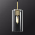 Modern Brass Pendant Lights Kitchen Island Glass Pendant Light Fixtures, 9.5'' Farmhouse Clear Glass Cylinder Pendant Light, Gold Kitchen Pendant Lighting over Island Sink, E26 Bulb Included