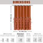 Seasonwood Orange Shower Curtain Burnt Orange Shower Curtain with Nature Buttons Ruffle Shower Curtains Farmhouse Shower Curtains for Bathroom 72" W x 72" L,Dark Orange