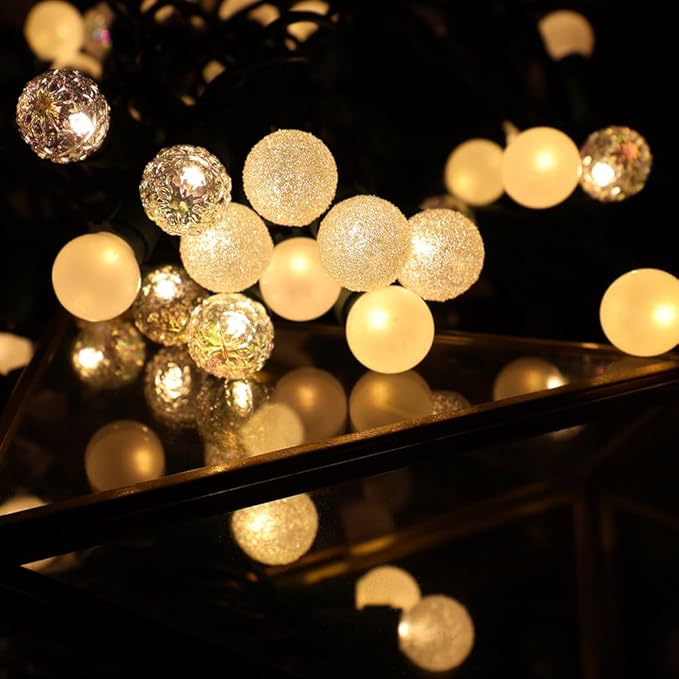 GlowVibe Globe String Lights Christmas Lights, Warm White Berry Glass Bulbs, 19FT 70 Count Connectable Indoor Outdoor LED String Light for Xmas Tree Garland Patio Holiday Party Wedding Decor