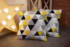 CAPSCEOLL Decor Pillow Covers White Yellow Gray Geometric Triangles Mosaic 16X16 Inch Set of 2 Throw Pillow Cover for Bedroom Sofa Living Room Soft Pillow Covers