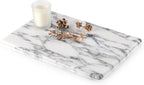 Koville Italian Natural Marble Cutting Board for Kitchen Pastry Bread Macaron Display, 12" x 8" Real Stone Slab Marble Cheese Board for Counter, Bathroom Perfume Tray Candle Plate (Arabescato)