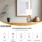 Hamilyeah Table Lamps Set of 2, Woven Nightstand Lamps With On/Off Switch, Farmhouse Bedside With White Fabric Shade, Modern Simple for Bedroom, Living Room L6.2*W6.2*H13.1inch