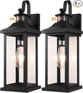 18 Inch Motion Sensor Outdoor Lights 2-Pack, Large Black Dusk to Dawn Outdoor Porch Lights for House IP65 Waterproof Exterior Lighting Fixtures for Front Door Garage Lantern Sconces
