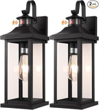 18 Inch Motion Sensor Outdoor Lights 2-Pack, Large Black Dusk to Dawn Outdoor Porch Lights for House IP65 Waterproof Exterior Lighting Fixtures for Front Door Garage Lantern Sconces