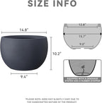 Kante 15.7" Dia Round Concrete Planter, Outdoor/Indoor Large Bowl Plant Pots with Drainage Hole and Rubber Plug for Garden Patio Balcony Home, Charcoal