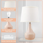 GyroVu Table Lamp Set of 2, 18.63” Ceramic Lamp Classic Beside Lamps Nightstand Lamp Modern Bedside Lamp for Living Room, Bedroom & Office Rocker Swtich Pink-LED Bulbs Included
