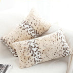 Throw Pillows Covers, Fluffy Faux Fur Pillow Case Snow Leopard Cheetah Print Animal Decorative Lumbar Rectangle Cushion Cover for Couch Sofa Bedroom Living Room, 12x20, Beige