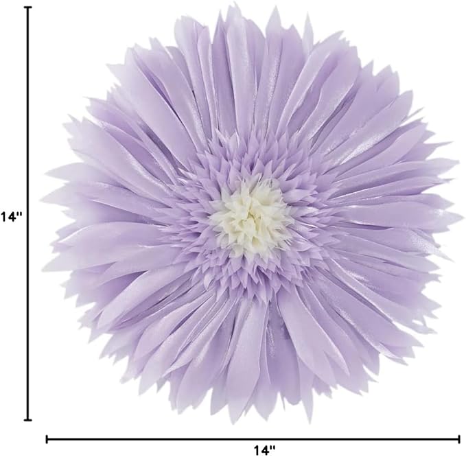 Handmade 3D Flower Round Throw Pillows with Inserts Decorative Cute Daisy Accent Pillows Soft Cushion for Bed Couch Chair Car Living Room Bedroom Home Decor Unique Gift 14Inch Lavender Purple