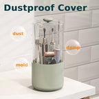 Toothbrush Holder with Cover 360 Rotating 4 Compartments Bathroom Toothpaste Electric Toothbrush Organizer, Light Green