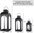 NEEDOMO Lanterns Decorative Indoor&Outdoor,Set of 3 Outdoor Lanterns for Porch, 26" Metal Frame Candle Holders with Glass, Fall, Christmas