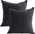 Jeanerlor Cotton Linen Soft Soild Decorative Square Throw Pillow Covers Set Cushion Case for Sofa Bedroom Car24 x 24 Inch 60 x 60cm, Pack of 2, Dark Grey