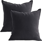 Jeanerlor Set of 2 Decorative Cotton Linen Couch Throw Pillow Case 26"x26" Sofa Pillow Durable Classy, Comfortable Cushion Cover for Living Room Car (65 x 65cm) Dark Grey
