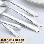 Pleafind 65-Pieces Silverware Set for 12 with 5 Serving Utensils,Stainless Steel Cutlery Set, Include Forks Spoons and Knives Set, Mirror Polished Utensil Sets for Home Restaurant,Dishwasher Safe