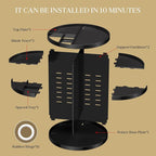 Makeup Organizer 360 rotating, Adjustable Skincare Organizers with Brush Holder, Cosmetics Display Cases for Vanity Bathroom Countertop Large Capacity Carousel Make up Caddy Shelf (Black)