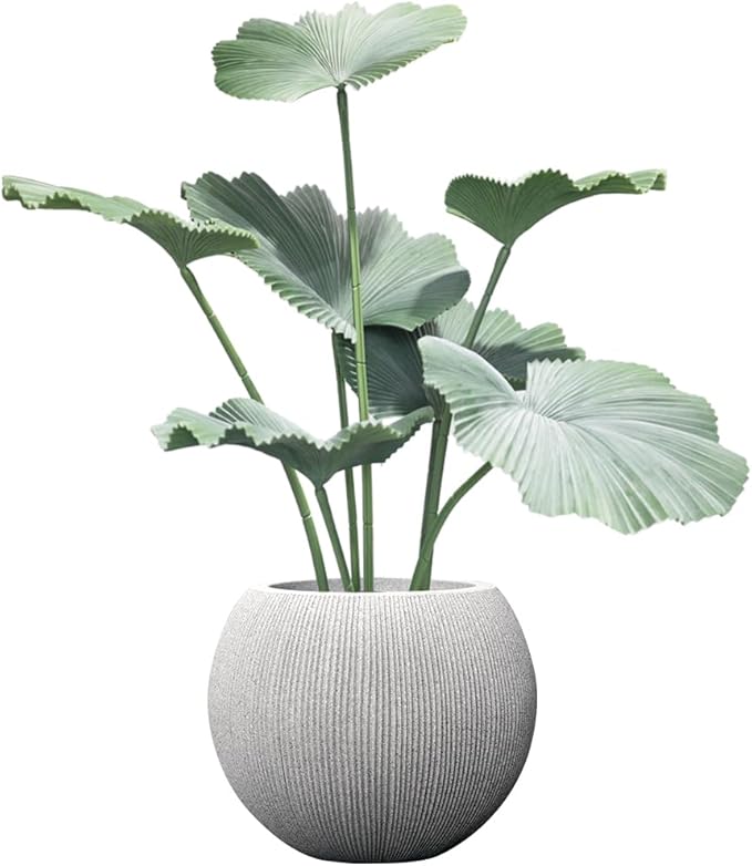 11.8 H x 14.5" Dia (8.9" Pot Opening) Plastic Beige Round Planters for Outdoor Plants, Resin Flower Pot for Indoor and Outdoor Plants, Plant Pot with Drainage Holes and Plug for Home Patio Garden