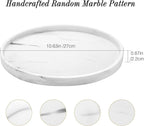 Luxspire Round Vanity Tray, 10.63 Inch Bathroom Vanity Tray Resin Kitchen Tray, Countertop Organizer Tray for Perfume Dresser Jewelry Candle, Coffee Table Decorative Tray, Marble White