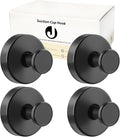 Suction Cup Hooks for Towels Robes, Heavy Duty Wreaths Hanger for Glass Door Bathroom Shower Hooks Stainless Steel, No Drill on Smooth Wall,Glass,Mirror, Tile for Swimsuit Washcloths (4, Black)